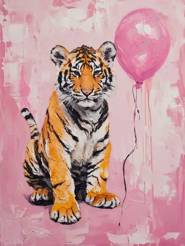 Fresh Stock Cute Bengal Tiger 1 With Balloon