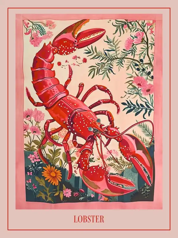 Super Sale Floral Animal Painting Lobster 1 Poster
