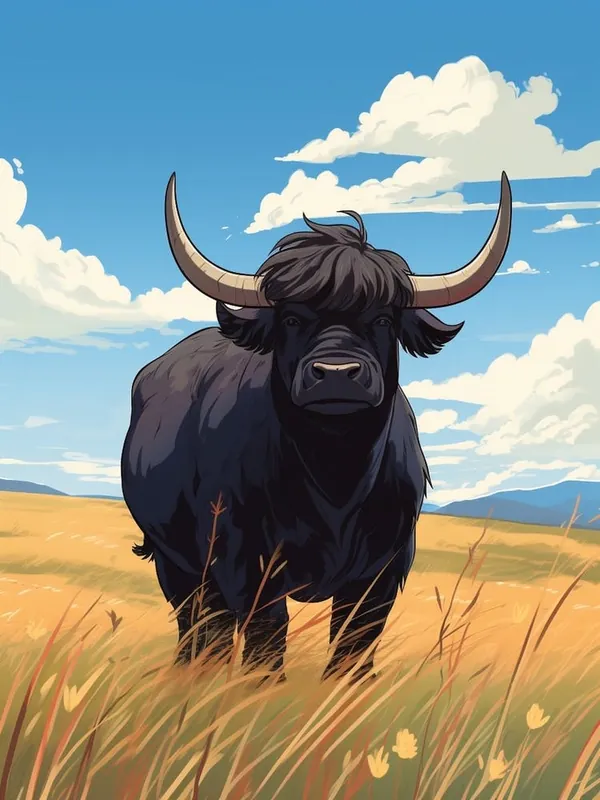 Top Rated Black Bull In Windy Highland Field
