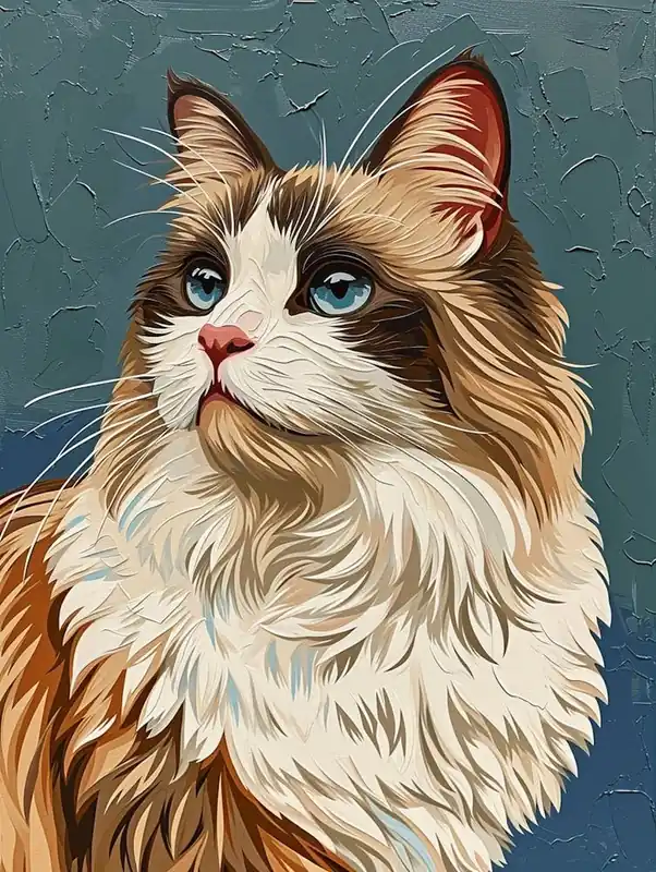 Super Sale Ragdoll Cat Relief Illustration 1