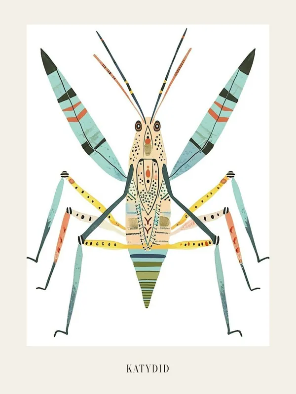 Factory Price Colourful Insect Illustration Katydid 15 Poster