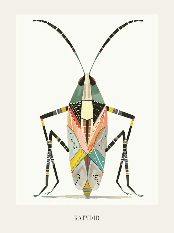 One Day Deal Colourful Insect Illustration Katydid 16 Poster
