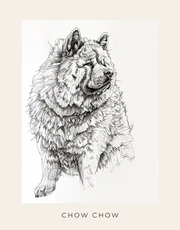 Big Sale Chow Chow Dog Line Sketch 3 Poster