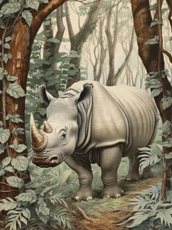 Rhino Walking Beside The Trees 2 Instant Buy
