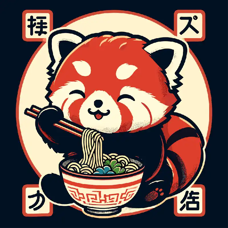 Shop Now Red Panda Eating Noodles 1