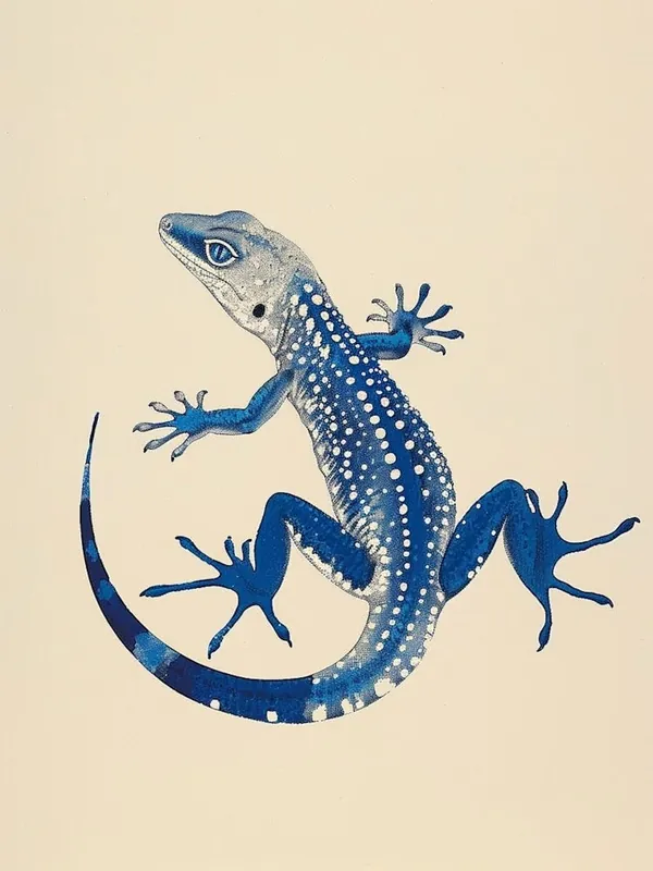 Blue African Fat Tailed Gecko Block Print 4 In Demand