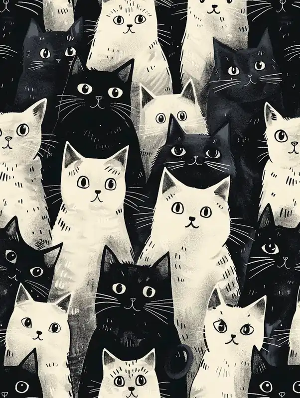 Worldwide Shipping Perfectly Repeatable Artwork With Cute Cat Faces 56