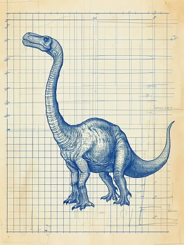 Deal Nodosaurus Dinosaur Blue Print Sketch 2