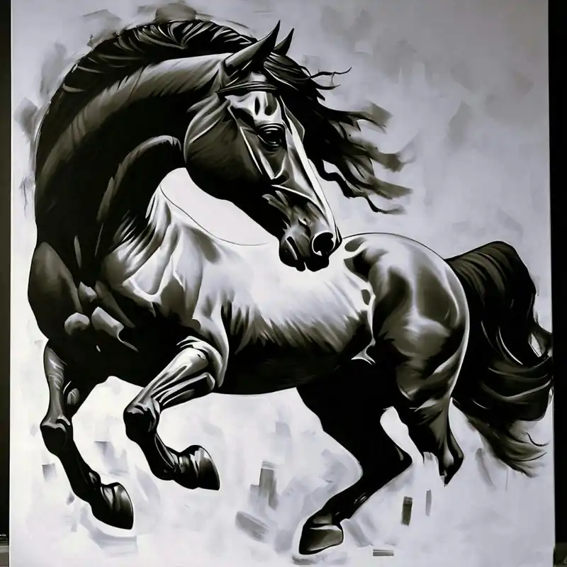 Must Have Black And White Horse Painting