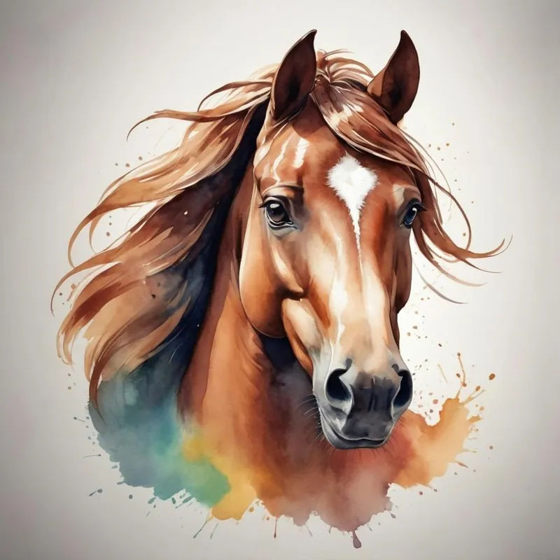 No Minimum Order Horse Watercolor Painting