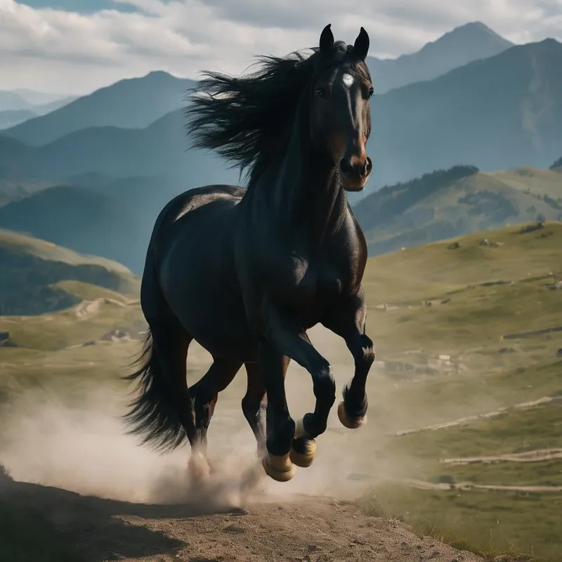 Hassle-Free Returns Black Horse Galloping