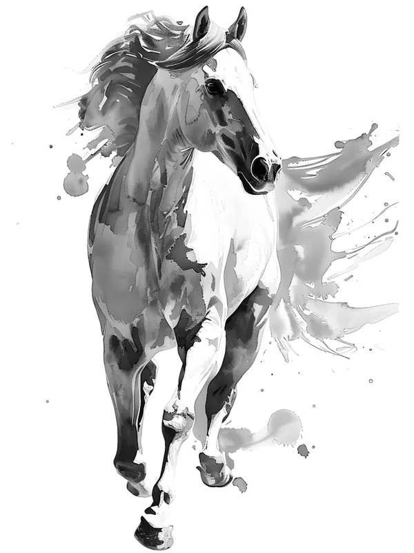 Horse Running On White Background Price Drop