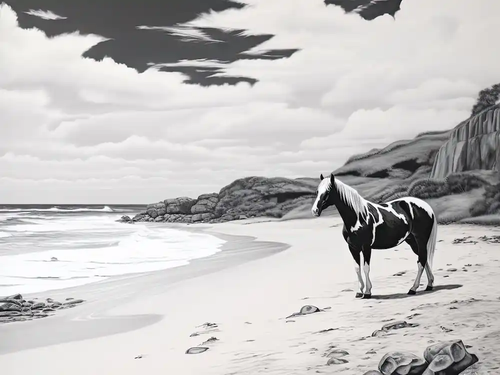 A Horse Oil Painting In Anakena Beach, Easter Island, Landscape 2 Express Delivery