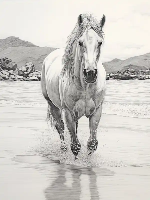 A Horse Oil Painting In Lanikai Beach Hawaii, Usa, Portrait 4 Limited Offer