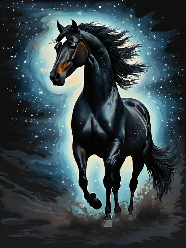 Black Horse In The Night Sky Free Delivery