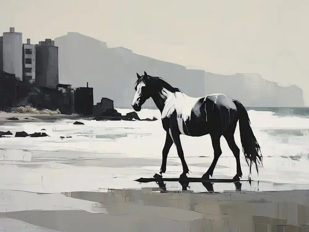 Instant Buy A Horse Oil Painting In Ipanema Beach, Brazil, Landscape 3