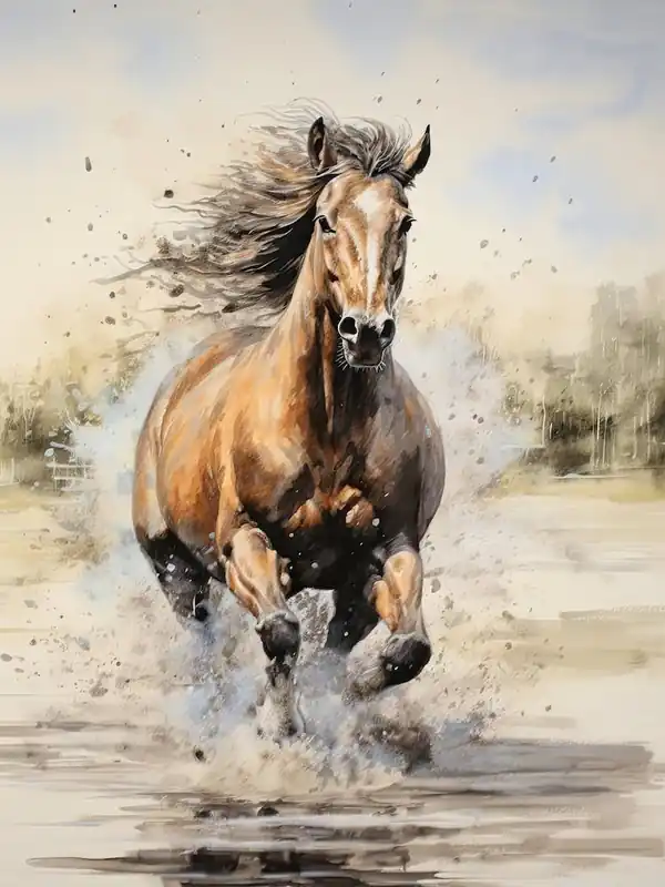 No Minimum Order A Horse Painting In The Style Of Dry On Dry Technique 2