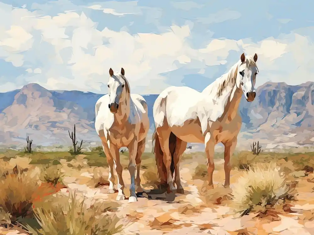 New Arrival Horses Painting In Arizona Desert, Usa, Landscape 4