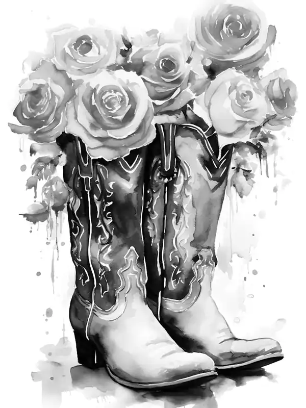 Markdown Cowboy Boots With Roses