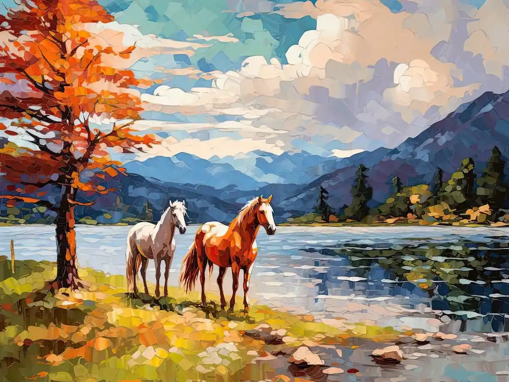 Trusted Brand Horses Painting In Lake District, England, Landscape 4