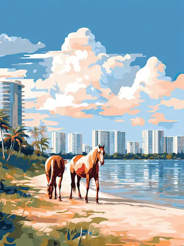 Horse Painting In Miami Beach Post Impressionism Style 14 While Supplies Last