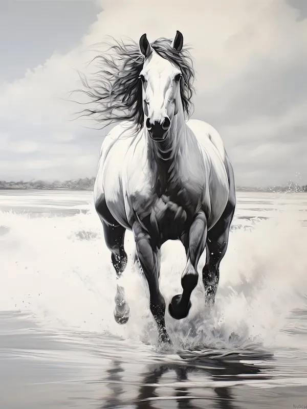 A Horse Oil Painting InMaldives Beaches, Maldives, Portrait 2 Original