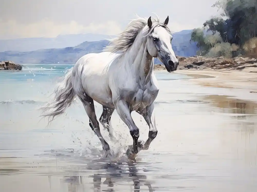 A Horse Oil Painting In Ao Nang Beach, Thailand, Landscape 3 Instant Buy
