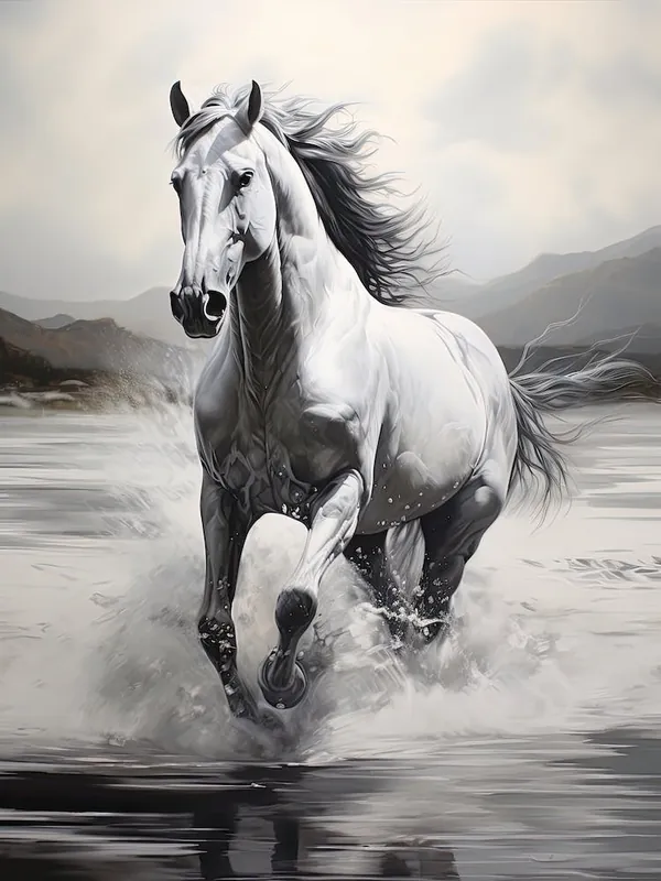 A Horse Oil Painting In Anse Lazio, Seychelles, Portrait 2 Free Returns