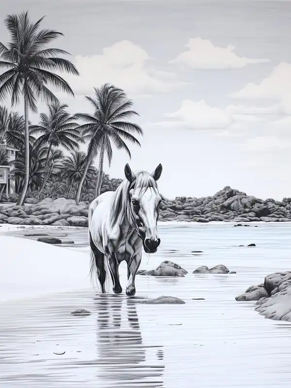 A Horse Oil Painting In Anse Source D Argent, Seychelles, Portrait 1 Fan Favorite