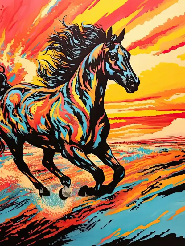 A Horse Painting In The Style Of Decalcomania 3 Same Day Shipping