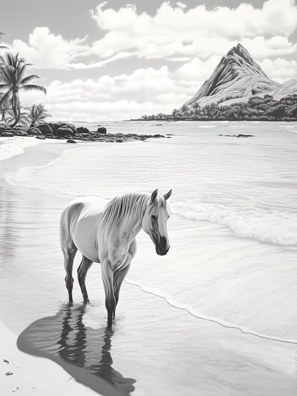 Factory Price A Horse Oil Painting In Lanikai Beach Hawaii, Usa, Portrait 3