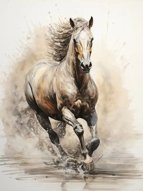 A Horse Painting In The Style Of Wash Technique 1 Fast Shipping