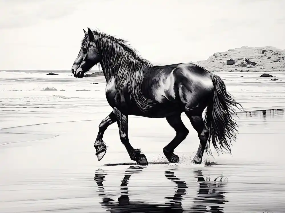 A Horse Oil Painting In Camps Bay Beach, South Africa, Landscape 3 Free Returns
