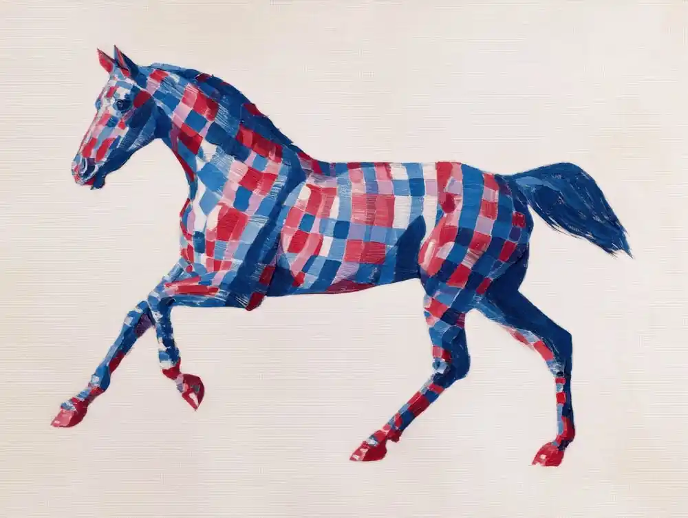Horse In Blue And Red 1 Free Delivery