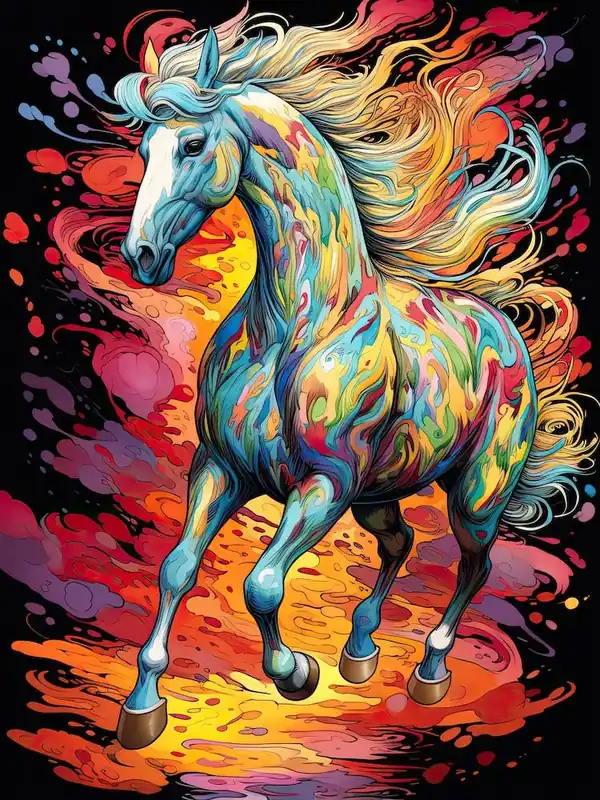 A Horse Painting In The Style Of Broken Color 3 Clearance