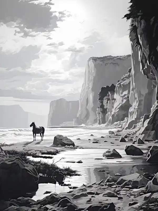 A Horse Oil Painting In Navagio Beach, Greece, Portrait 1 Time-Limited