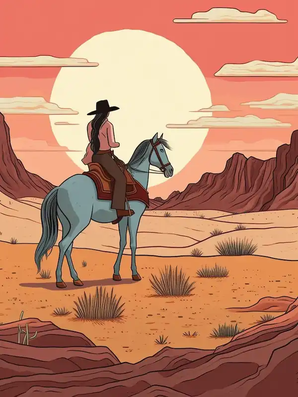 Cowgirl Riding A Horse In The Desert 9 Same Day Shipping