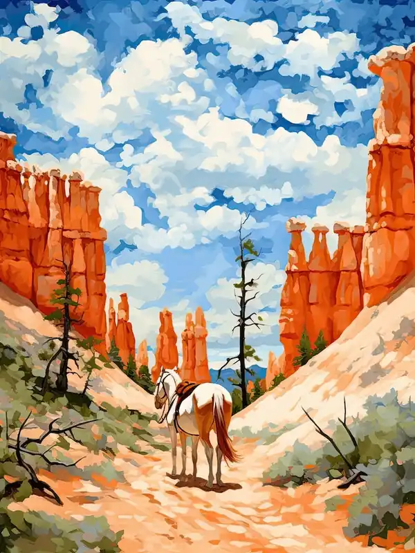 Horses Painting In Bryce Canyon Utah, Usa 2 Instant Buy