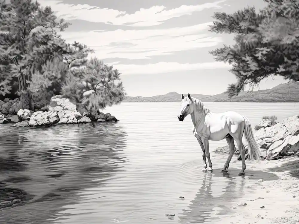 Holiday Sale A Horse Oil Painting In Zlatni Rat (Golden Horn Beach), Croatia, Landscape 4