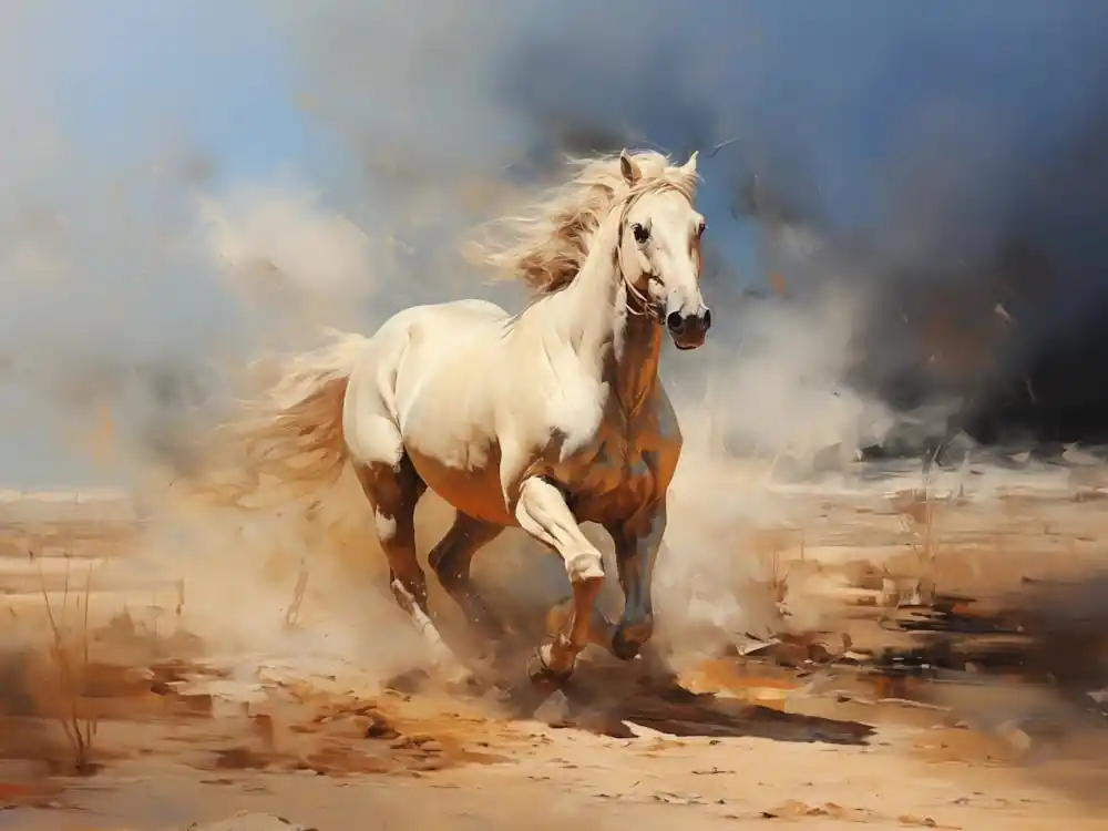 In Demand White Horse Running