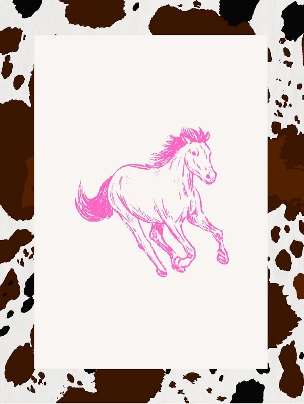Save Now Hot Pink Horse Line Drawing 3