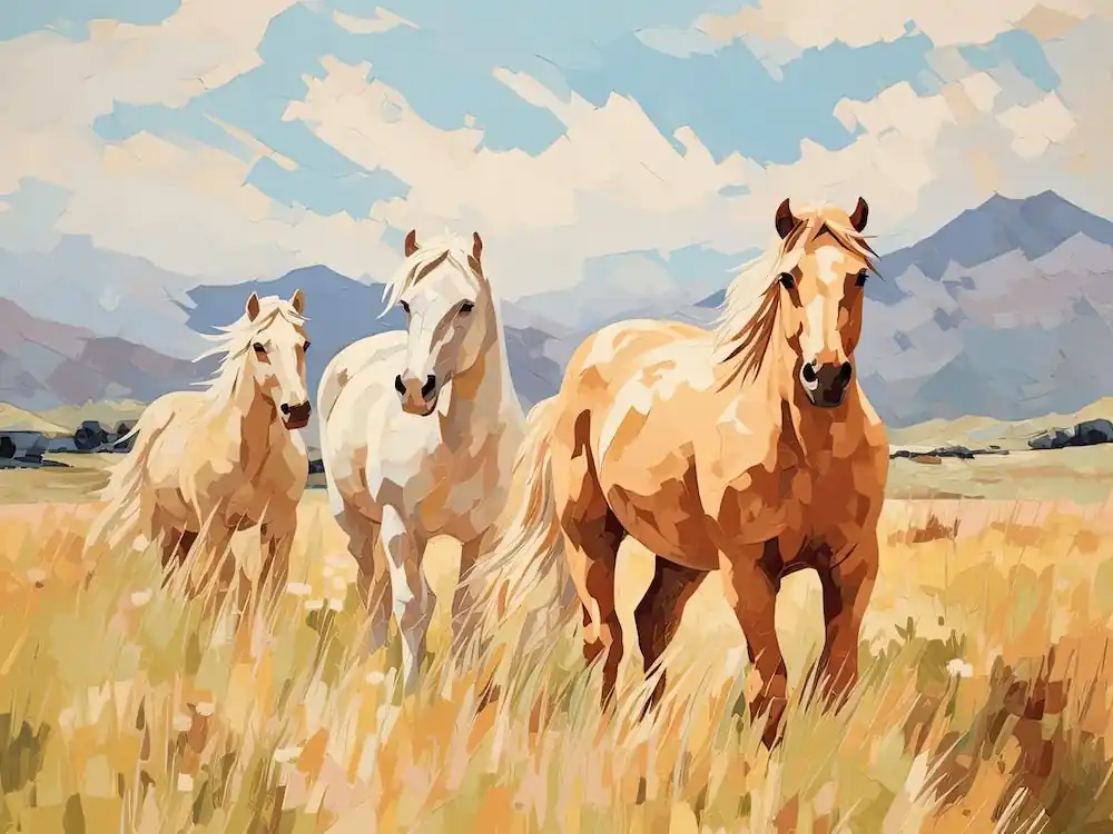 Instant Buy Horses Painting In Queenstown, New Zealand, Landscape 4