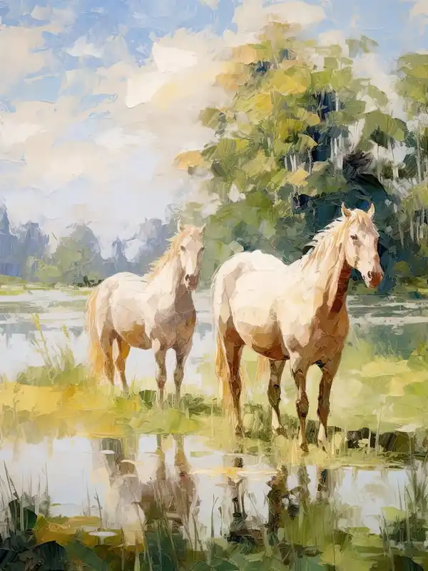 Horses Painting In Loire Valley, France 3 Order Now