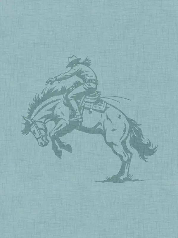 Cowboy On A Bucking Horse Light Blue Price Drop