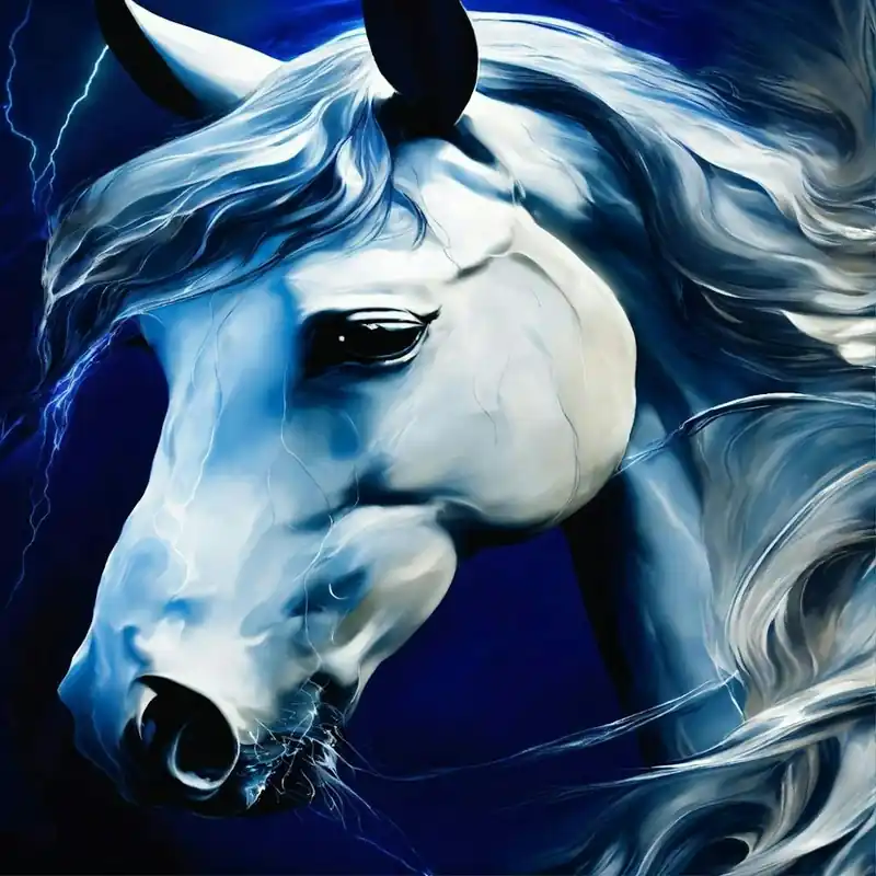 Cheap White Horse With Lightning