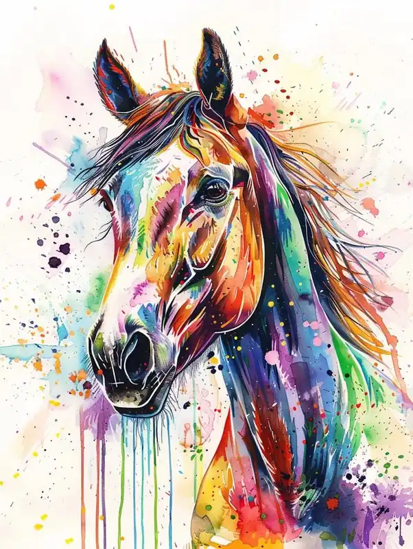 Big Sale Horse Colourful Watercolour 3