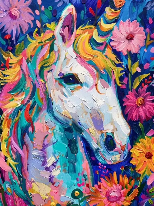 Floral Folky Unicorn In The Meadow 2 Best Price