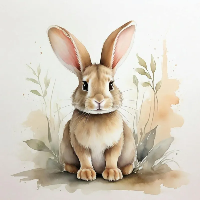 Warranty Included Rabbit Watercolor Painting 5