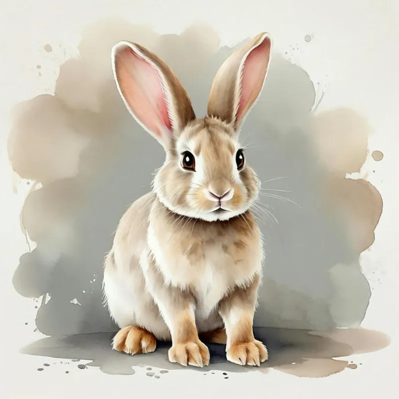 Rabbit Watercolor Painting 6 Same Day Shipping