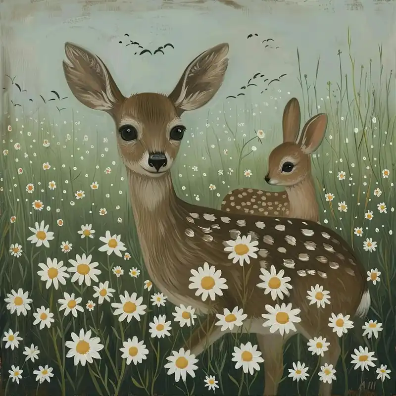 Deer And Bunnies Fairycore Painting 2 Exclusive Offer